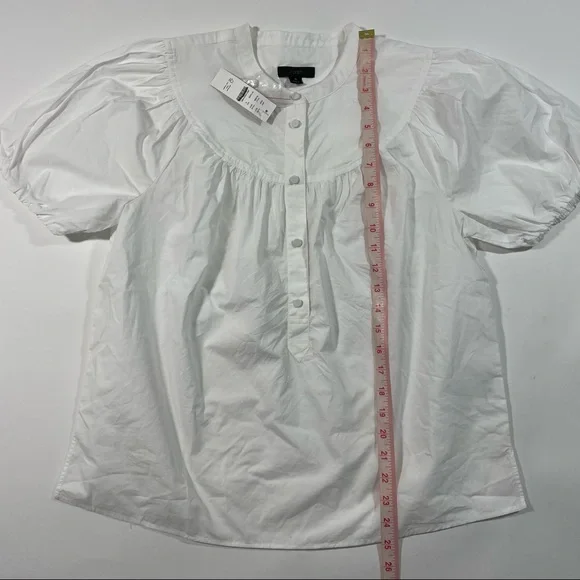 New J Crew Puff Sleeve Cotton Poplin Top Blouse White Small - Picture 8 of 8